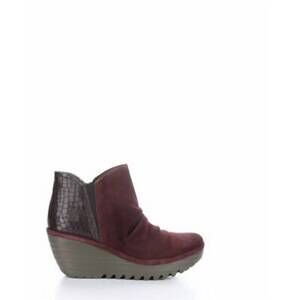 NEW FLY LONDON women's ankle boots in oil suede/crooco wine